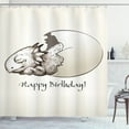 thumbnail image 1 of Ambesonne Dinosaur Shower Curtain, Birthday Dino, 69"Wx70"L, Eggshell Tan, 1 of 3