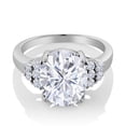 thumbnail image 2 of Gem Stone King 5.53 Cttw White Moissanite Engagement Ring for Women | 925 Sterling Silver | Oval 12X10MM (Size 8), 2 of 4