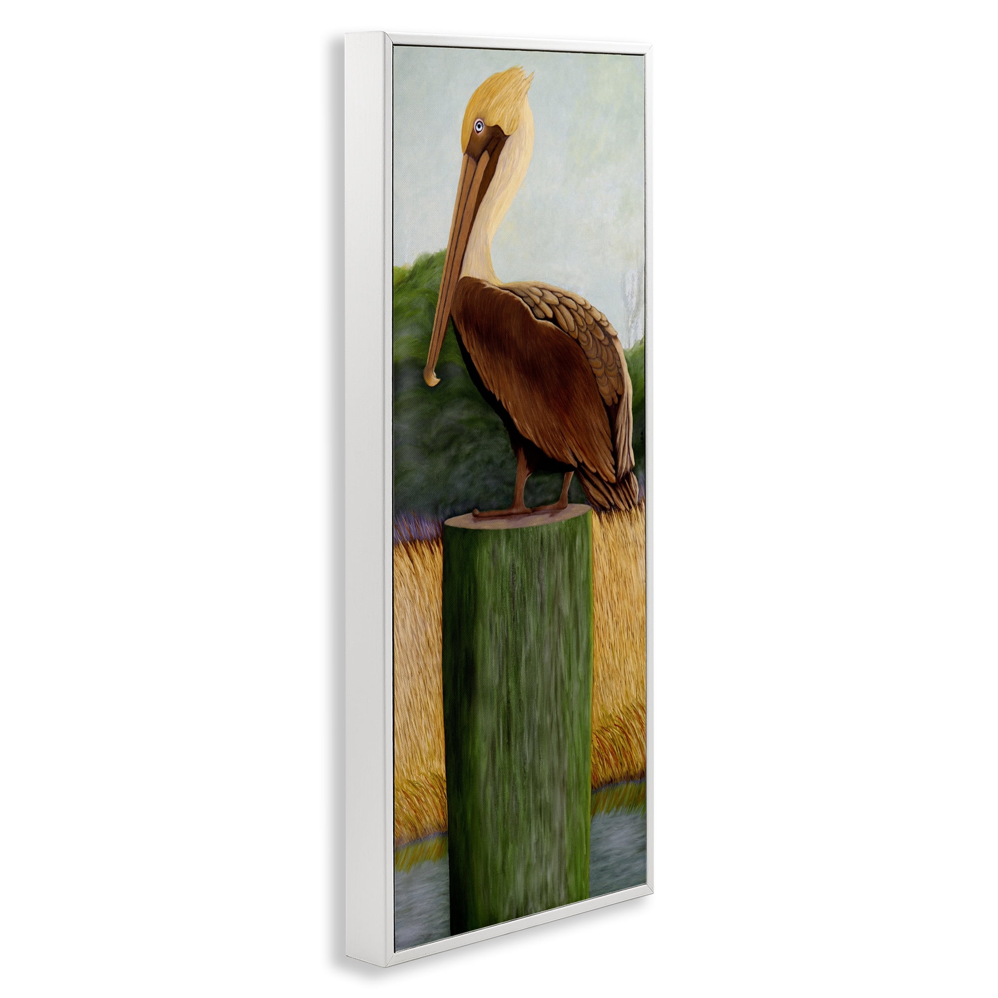 Stupell Industries Blue Eyed Pelican White Framed Giclee Art, design by Barbara Fallenbaum