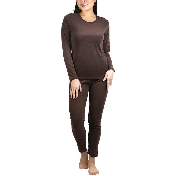 ToBeInStyle Women's Soft Velvet Long Sleeve Top and Bottom Thermal Set