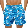 thumbnail image 2 of lkfuzj Men's Hawaiian Print Quick-Dry Swim Shorts, UPF50+ Sun Protection, Elastic Drawstring Waist with Mesh Pockets, Lightweight Polyester Fabric for Beach, Swimming, Casual Summer Outdoors, 2 of 5