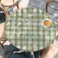 thumbnail image 2 of Sage Green Plaid Round Tablecloth, Fitted Table Cover with Elastic for 36"-44" Round Tables, Modern Art Checkered Farmhouse Table Cloth Outdoor Indoor Dinning Party Waterproof Tablecloths, 2 of 7