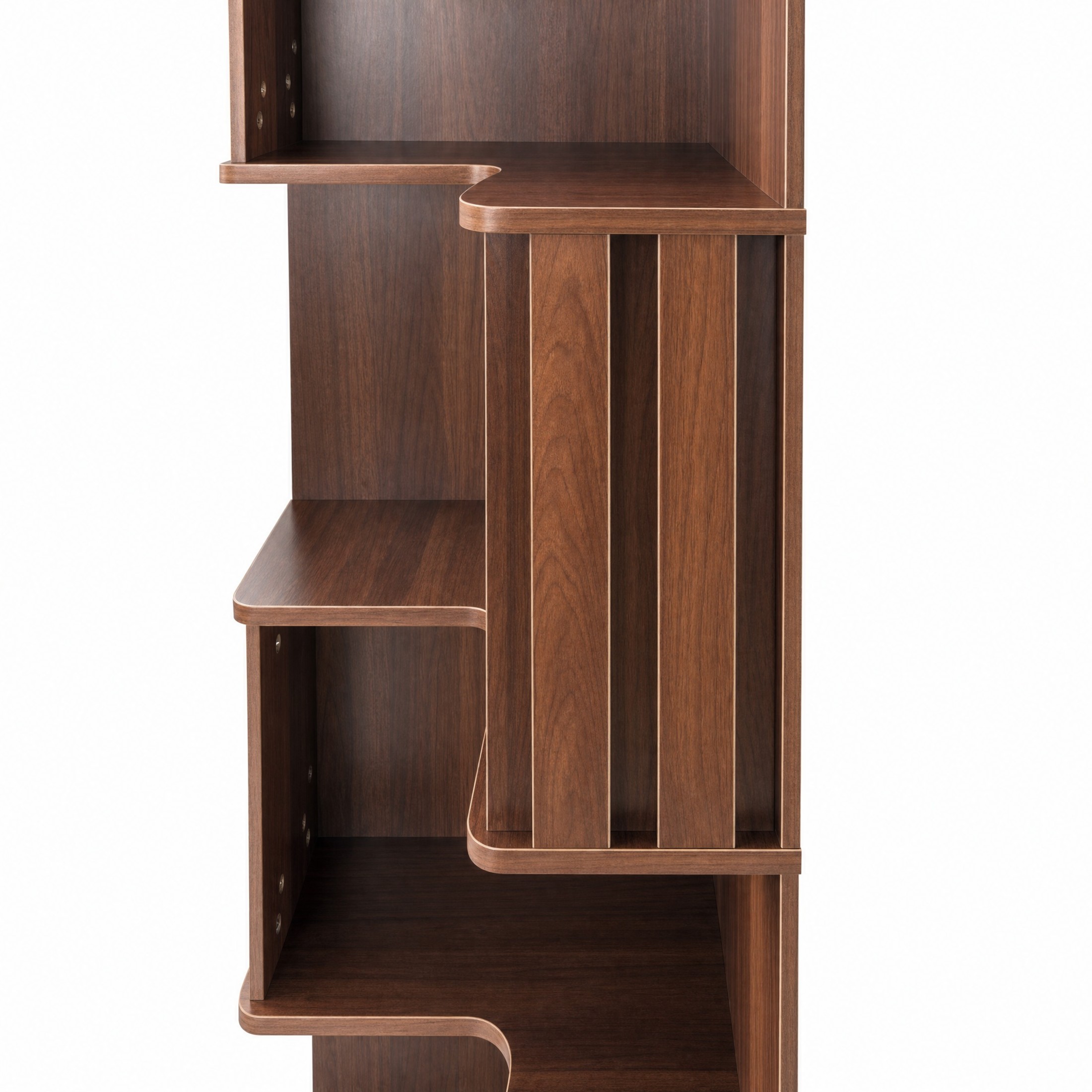 Noble House 68.9" 5-Tier Corner Bookcase, Freestanding L-Shaped Display Bookshelf for Home Office, Living Room, Walnut