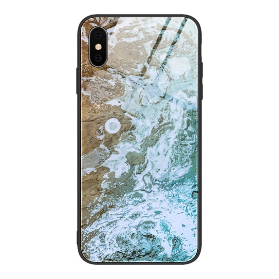 iPhone XS Max (6.5") Case, Allytech Protective Marble Texture Tempered Glass + TPU Back Cover Shock-Absorbing Bumper Back Cover Case for Apple iPhone XS Max, Reseda Marble