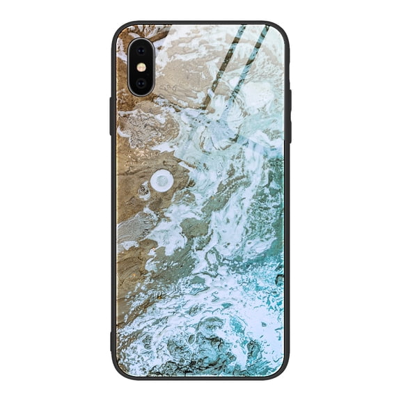 iPhone XS Max (6.5") Case, Allytech Protective Marble Texture Tempered Glass TPU Back Cover Shock-Absorbing Bumper Back Cover Case for Apple iPhone XS Max, Reseda Marble