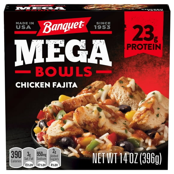 Banquet Mega Bowls Chicken Fajita, Frozen Meal, 14 oz (Frozen)