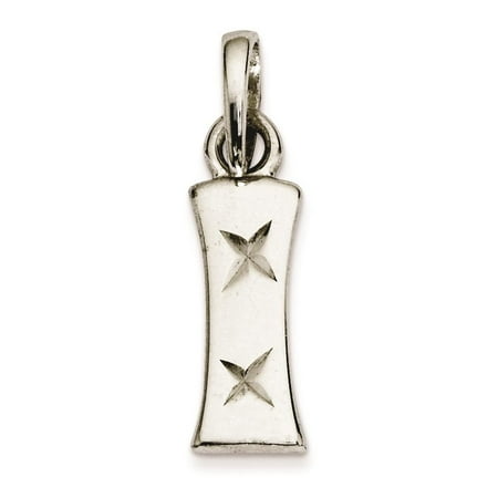 925 Sterling Silver Polished & Diamond-Cut Initial Letter 'I' Charm Pendant