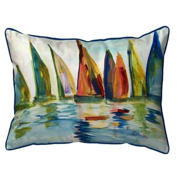 Betsy Drake Interiors Multi Color Sails Small Indoor/Outdoor Pillow 11x14
