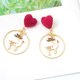 thumbnail image 5 of GAXIRE 1 par de pendientes de franela roja con forma de corazón para mujer, colgantes redondos para oreja, colgantes navideños, 5 of 7