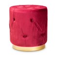thumbnail image 1 of Baxton Studio Gaia Tissu en Velours Rembourré Or Finition Pouf en Rouge, 1 of 6