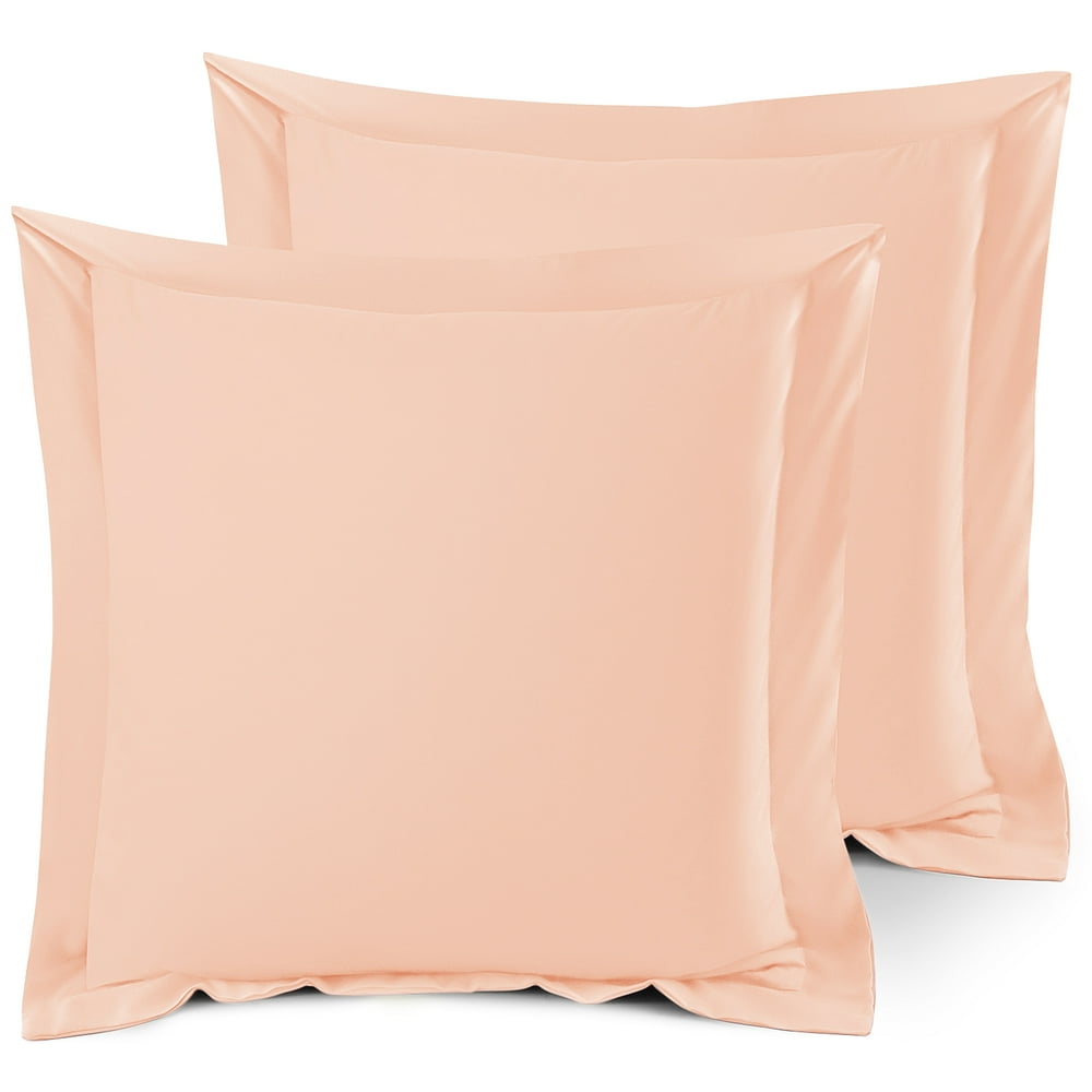 Set of 2 Euro 26"x26" Size Pillow Shams Peach, Hotel Luxury Soft Double Brushed Microfiber