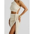 thumbnail image 4 of Women'S Summer Beach Sexy- Asymmetrical High Slit Night Out Dress Sets White M, 4 of 5