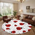 Washable Round Rugs 8 Ft, Ladybug Large Circle Area Rug Non-Slip Living ...