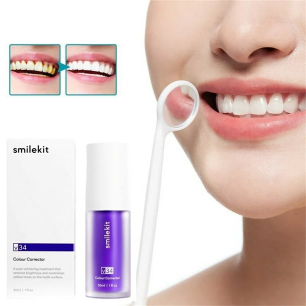 Mejor BellezaPasta de dientes morada blanqueamiento de dientes, pasta de dientes morada blanqueamiento de dientes morados, dientes amarillos, conjunto de blanqueamiento de dientes sensibles (1pcs)