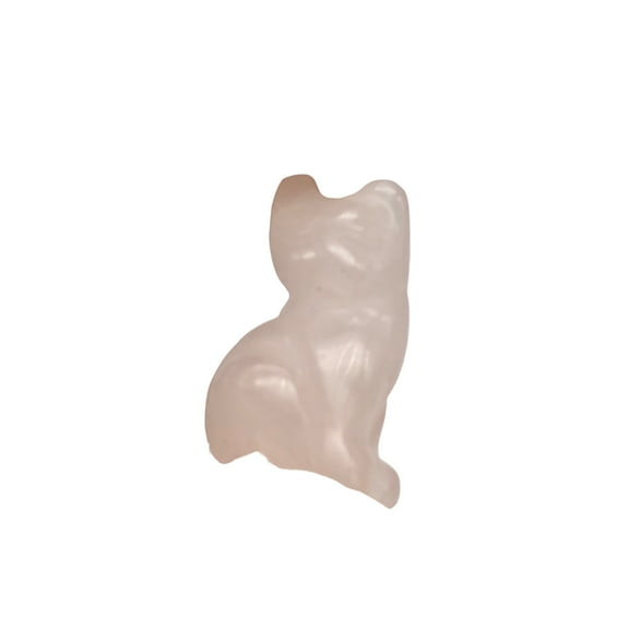 Adorable! Rose Quartz Sitting Carved Cat Animal Figurine | 21x14x10mm | Pink | 1 Figurine