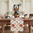 thumbnail image 2 of Halloween Table Runner Spooky Pumpkin Plaid Stripes Watercolor Burlap Table Decoration for Home Kitchen Dining Dinner Indoor Holiday Farmhouse Decor 13x48 Inch, 2 of 6