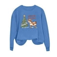 thumbnail image 5 of Nmnitkp Sweatshirt For Women Round Neck Hoodless Christmas Printed Casual Loose Sweatshirt Blue #01,XL, 5 of 6