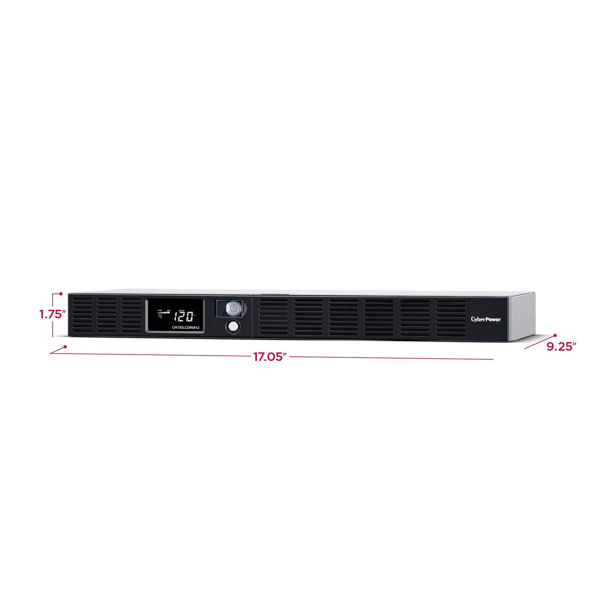 CyberPower OR700LCDRM1U UPS, 700VA/400W, 120V, 6 Outlets, LCD, AVR, 10 ft Cord-Includes Rack Hardware