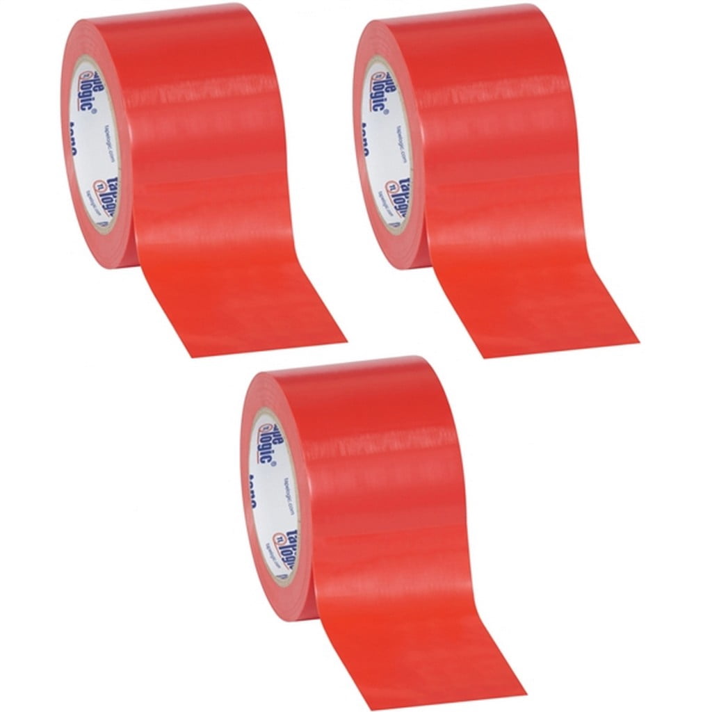 Tape Logic Red Solid Vinyl Safety Tape 3" X 36 Yard Roll (3 Pack)