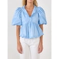 thumbnail image 3 of SUNSIOM Femmes Manches Blouses d'Automne Manches Courtes Peplum Tops Flipp V Cou Chemises Amples Printemps, 3 of 6