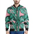 thumbnail image 3 of Chaqueta bomber con estampado de hojas de plátano tropical para hombre, sudadera de manga larga en 3D, chaqueta bomber de calle de gran tamaño con cremallera, 3 of 5