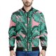 thumbnail image 3 of Chaqueta bomber con estampado de hojas de plátano tropical para hombre, sudadera de manga larga en 3D, chaqueta bomber de calle de gran tamaño con cremallera, 3 of 5