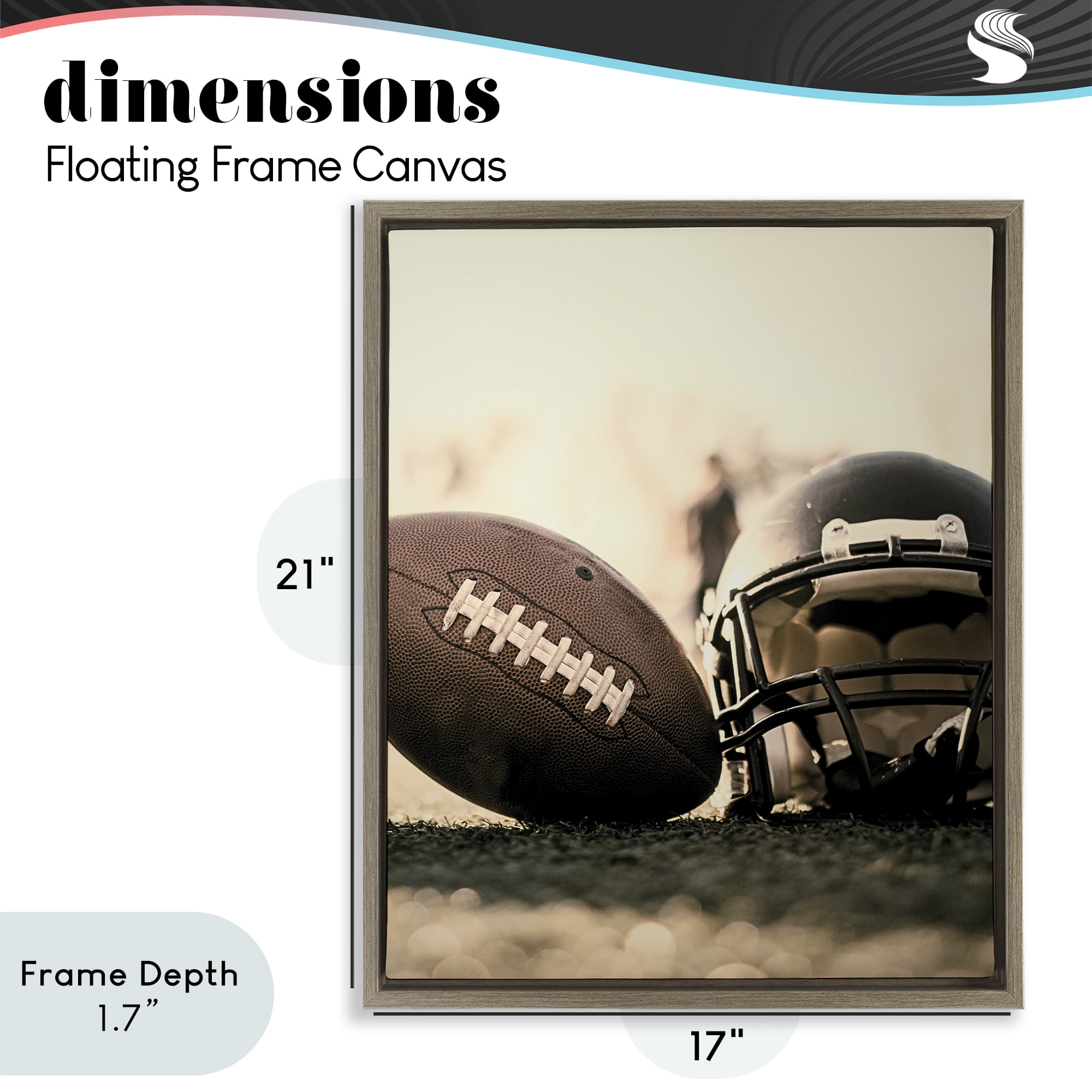 Stupell Industries Football Stand Alone Brown Framed Floater Canvas Wall Art, design by Jesse Keith