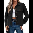 thumbnail image 3 of Chaquetas de con Botones para Mujer, Camisetas de Larga, Tendencia 2025 Negro M, 3 of 8