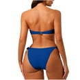 thumbnail image 5 of UTSJKR High Cut Bikini Sets for Women Knot Front Bandeau Two Piece Swimsuit Strapless Bikini Set Bathing Suit Dark Blue S, 5 of 5