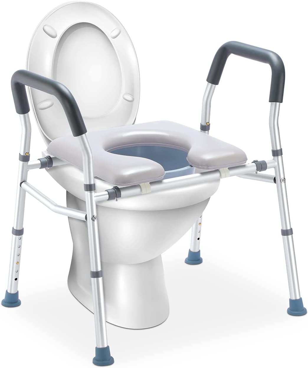 HEAO 3-in-1 Raised Toilet Padded Seat,Adjustable W/Height,Shower Chair for Senior,300 lbs Aluminum