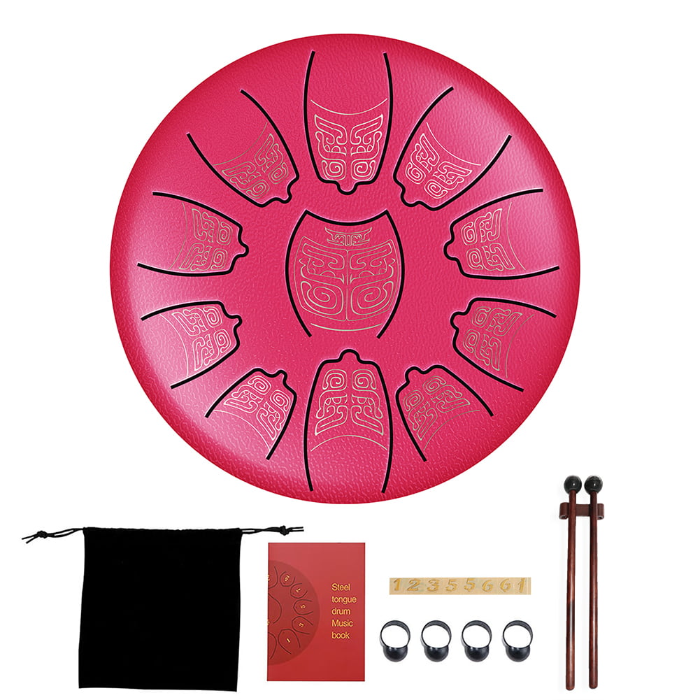 Hand Pan Mini Steel Tongue Drum 6 Inch 8 Notes Hand Pan Drum with Mallets Professional G Tune Tank Music Education Carry Instrument