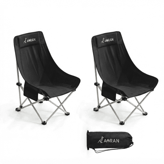 Set of 2 Outdoor Folding Chairs, Portable Camping Chairs (with Storage Bag), featuring a sturdy frame, durable fabric, and stable legs. Ideal for use on lawns, beaches, picnics, hiking, fishing