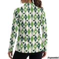 thumbnail image 2 of Jeiento Women's Green Argyle Golf Shirts, V Neck Outdoor Tops, Long Sleeve Moisture Wicking Quick Dry Lightweight Top for Tennis, Gym and Workout, 2 of 7