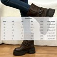 thumbnail image 3 of OKBOP Women's Matte Faux Leather Mid-Calf Moto Boots, Crisscross Buckle Strap Pull-On Round Toe Chunky Lug Sole Platform Boots Boots Sizes 38, 3 of 5