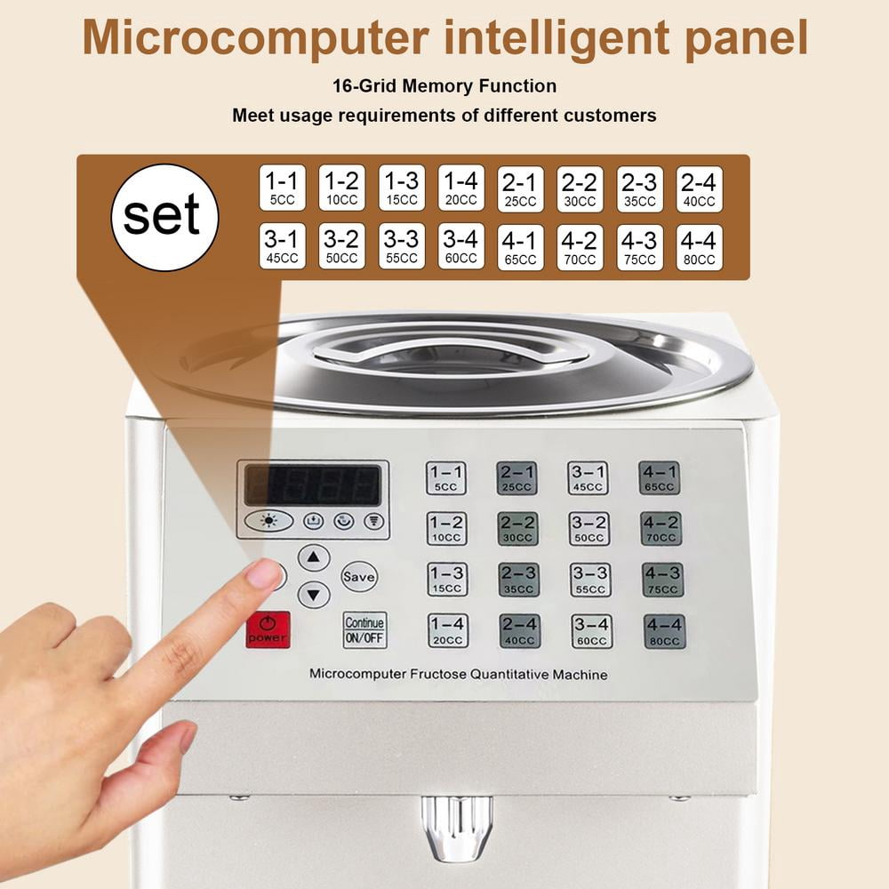 WAASOSCON 110V 300W Electric Fructose Sugar Syrup Quantitative Machine, 25x25x40cm/9.8x9.8x15.8 Inch Fructose Dispenser for Household Use