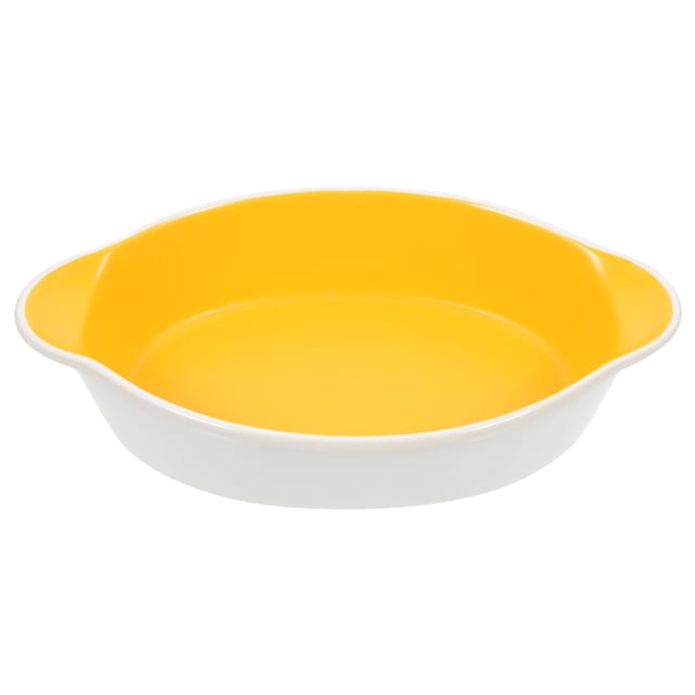 Ceramic Pie Pan Baking Dish with Double Handle Plate for Roasting Cheese Pan Baking Bowl