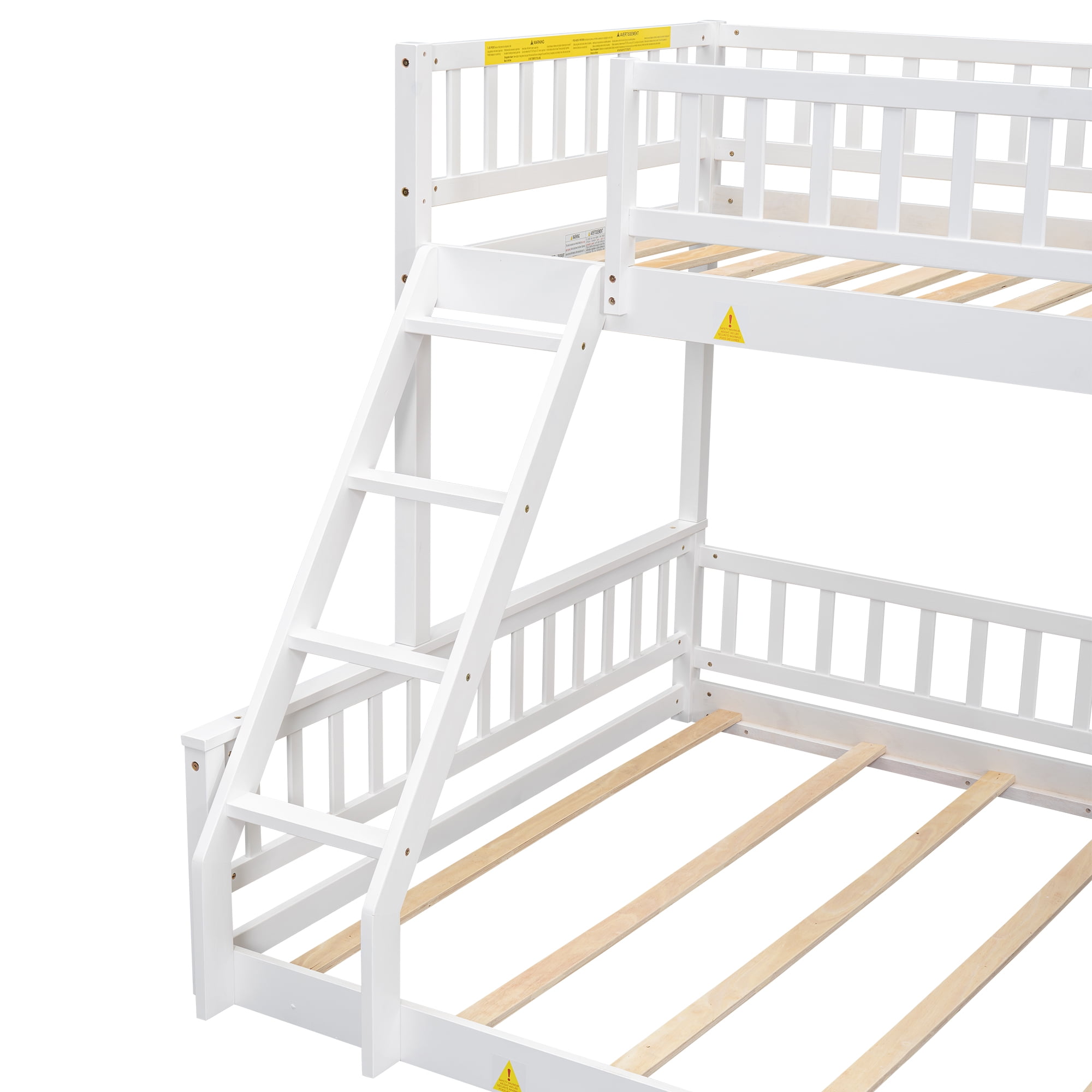 Euroco Wood Twin XL over Queen Size Bunk Bed, 2-in-1 Bed for Kids Teens Adults, Divided 2 Single Platform Beds, White