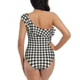 thumbnail image 5 of Easygdp Houndstooth Black And White Women's One Shoulder Ruffle Monokini Bathing Suits with Removable Chest Pad, Quick Drying - Large, 5 of 8