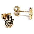 thumbnail image 2 of 14k Yellow Gold Hamsa Shape Stud Earrings, 2 of 3