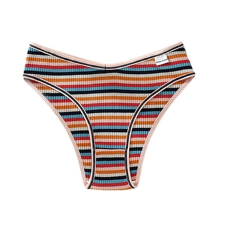 

HIBRO Women s Casual Breathable Comfortable Rainbow Briefs Mid Waist Rainbow Printed Women s Underwear Ladies Underwear Bikini Seamless Microfiber Panties for Women Bikini