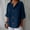 Navy, variant on TODOZO Cotton Linen Shirts for Women 2025 Summer 3/4 Roll-Up Sleeve V Neck Button Down Tops Dressy Casual Oversized Tshirts Linen Tops for Women Loose Fit Gauze Work Blouses Solid Tunic Tops