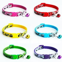 Walbest Puppy Collars, Soft Nylon Camo Kitten Pet Cat Dog Collar Adjustable Breakaway Whelping Litter Collars with Bell Super Safety Locking Buckle Soft Nylon Collars for Pups Large Dogs, 6 Style