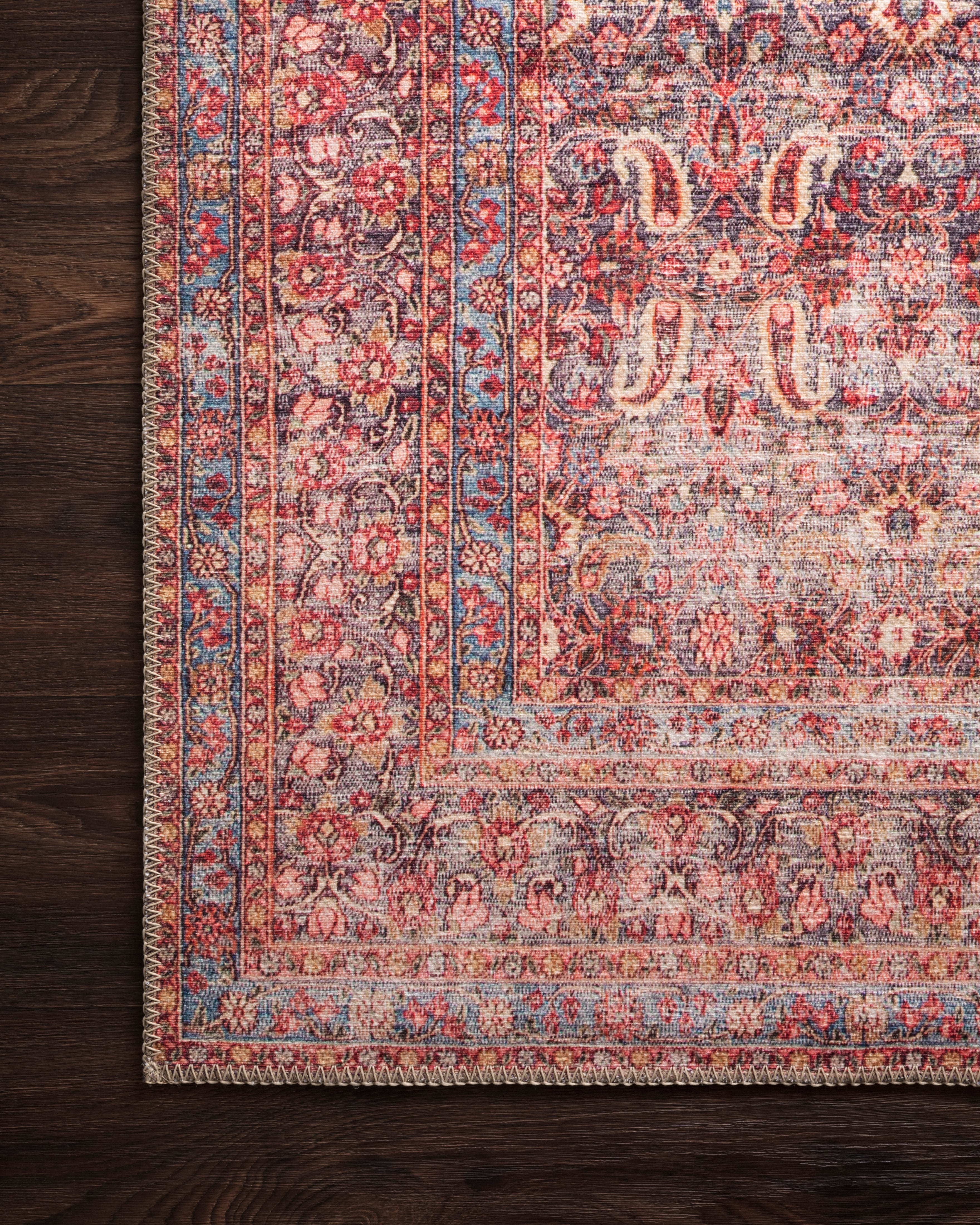 Loloi Loren Collection LQ-05 Eggplant / Crimson Oriental Area Rug 7'-6" x 9'-6"