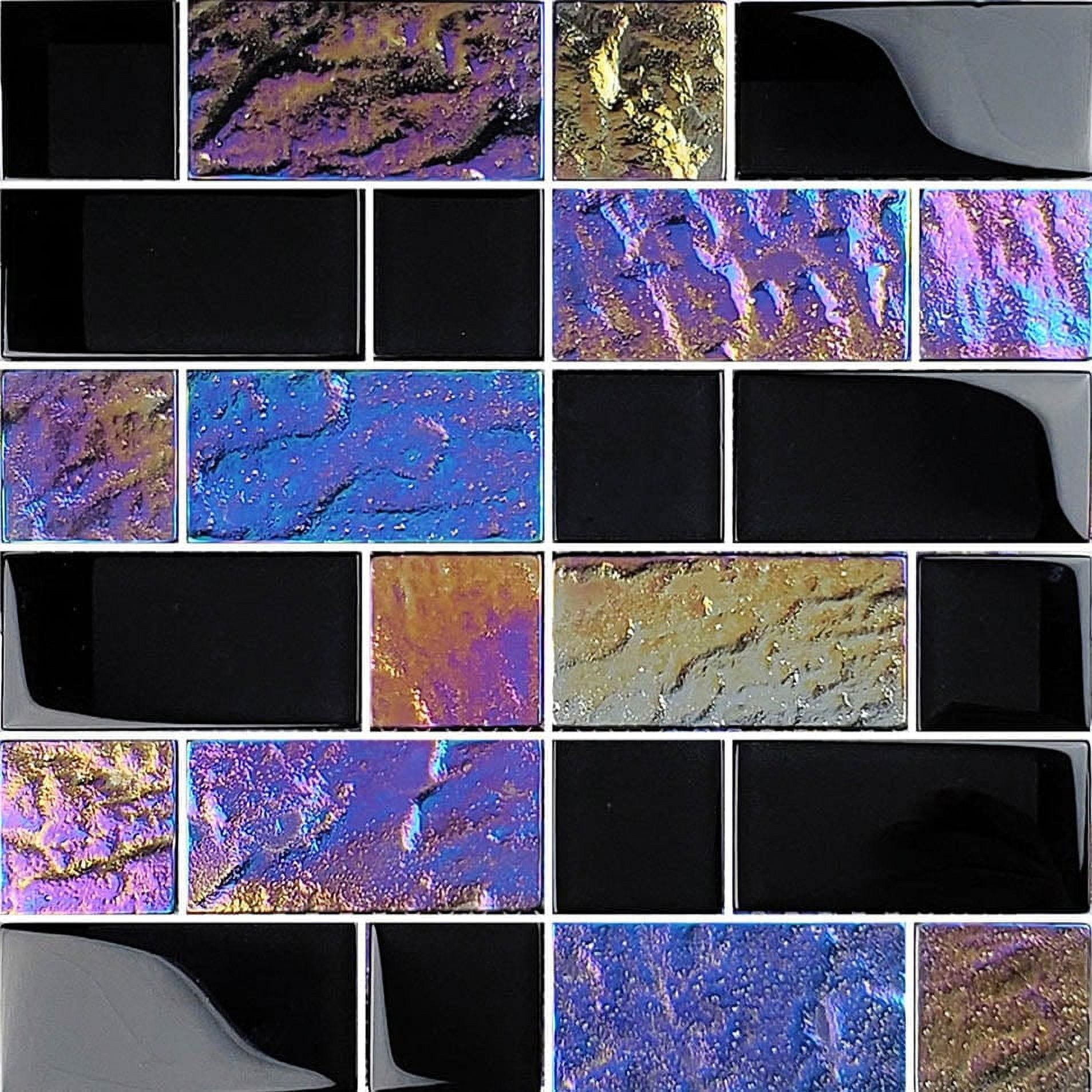 Equinox Black Brick Glass Tile Pool Tile and Wall Tile and Deco 12 in x 12 in
