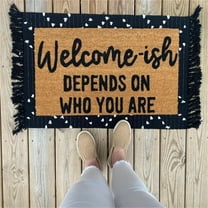 Welcome Doormat Entrance Front Door Mat For Home Bedroom Decor Non Slip Rug Decorative Accessories 24×16 Inches Polyester Carpet,Brown,Other