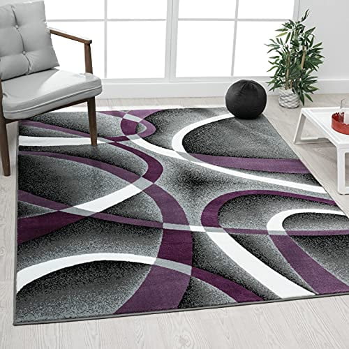 Persian Area Rugs 2305 Modern Abstract Area Rug Carpet, Purple / 8 x 11, 2305 Purple 8x11