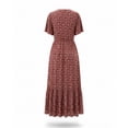 thumbnail image 6 of Xaqiouau Womens Boho Floral Maxi Dress Short Sleeve Casual Summer Long Dress Crew Neck Flowy A Line Beach Vacation Dress, 6 of 7