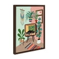 thumbnail image 2 of Kate and Laurel Sylvie TV Cat Bed Framed Canvas Wall Art by Rachel Lee of My Dream Wall, 18x24 Brown, Decorative Calming Midcentury Art Print for Wall, 2 of 6