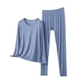 thumbnail image 2 of uublik Women's Pajama Set Long Sleeve Sleepwear Top & Pants Pjs Comfy 2 Piece Lounge Set Blue, 2 of 5