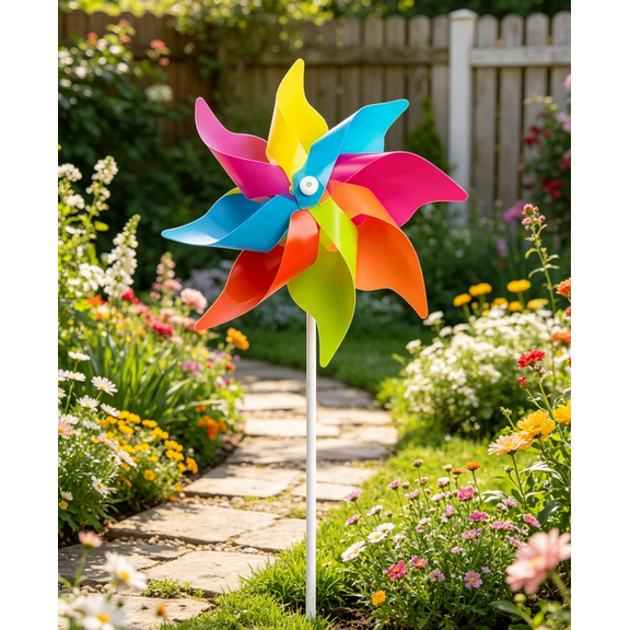 12 Pack Rainbow Pinwheel, No Assembly Required, Pinwheels, Pinwheels for Yard and Garden, Kids Party Decoration, Lawn Decoration, Picnic Party Decorations